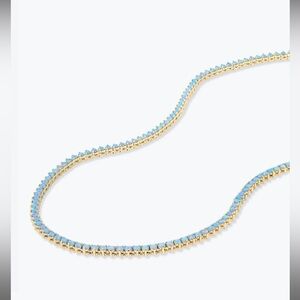 Melinda Maria not your basic tennis necklace 
Gold blue opal 16”